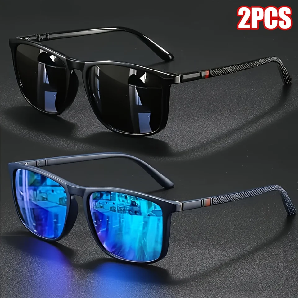 Fishing Sunglasses Polarized - 2pcs Luxury Square Vintage Polarized Cycling