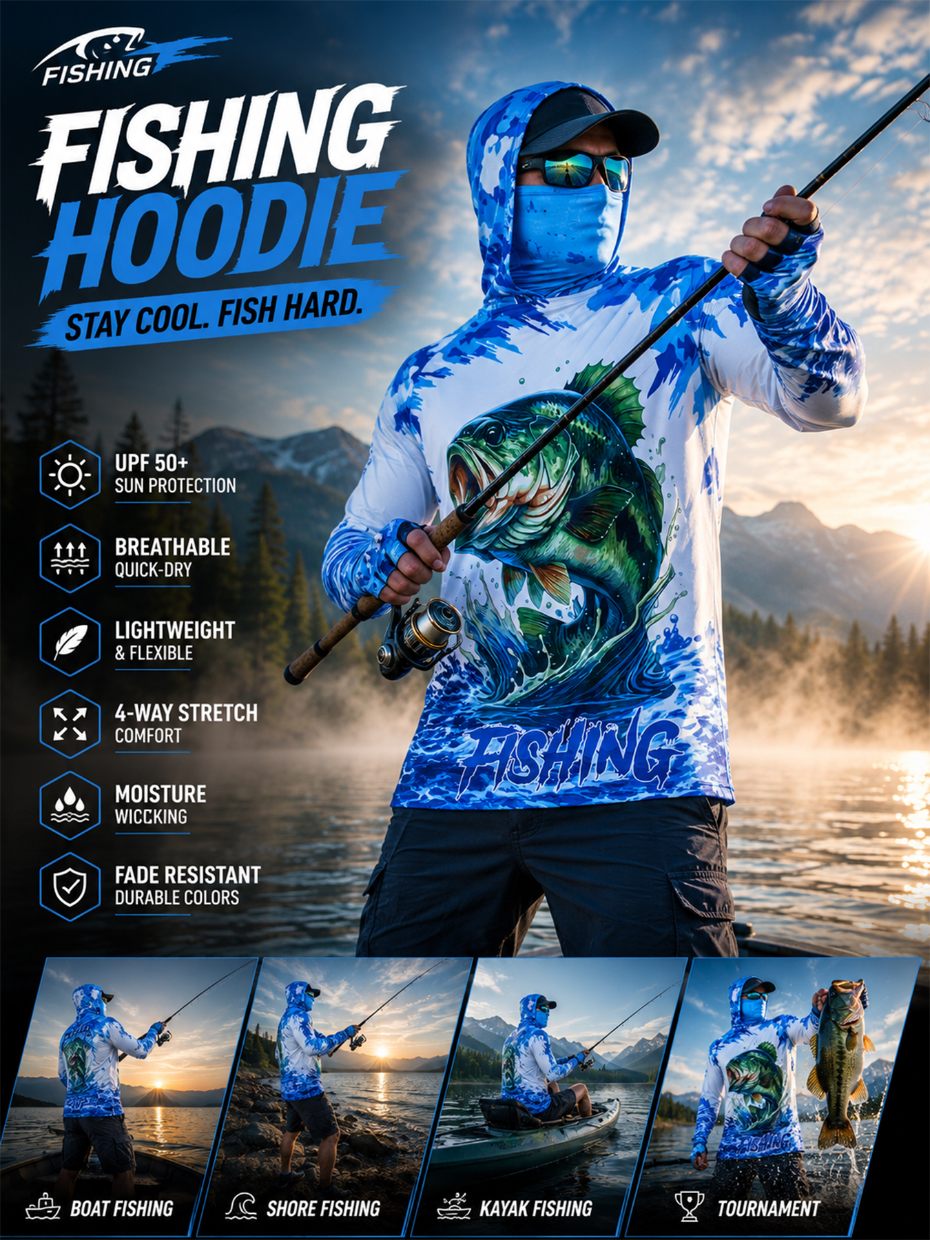 Fishing Hoodie - Fishing Hooded Shirt Upf 50 Fish
