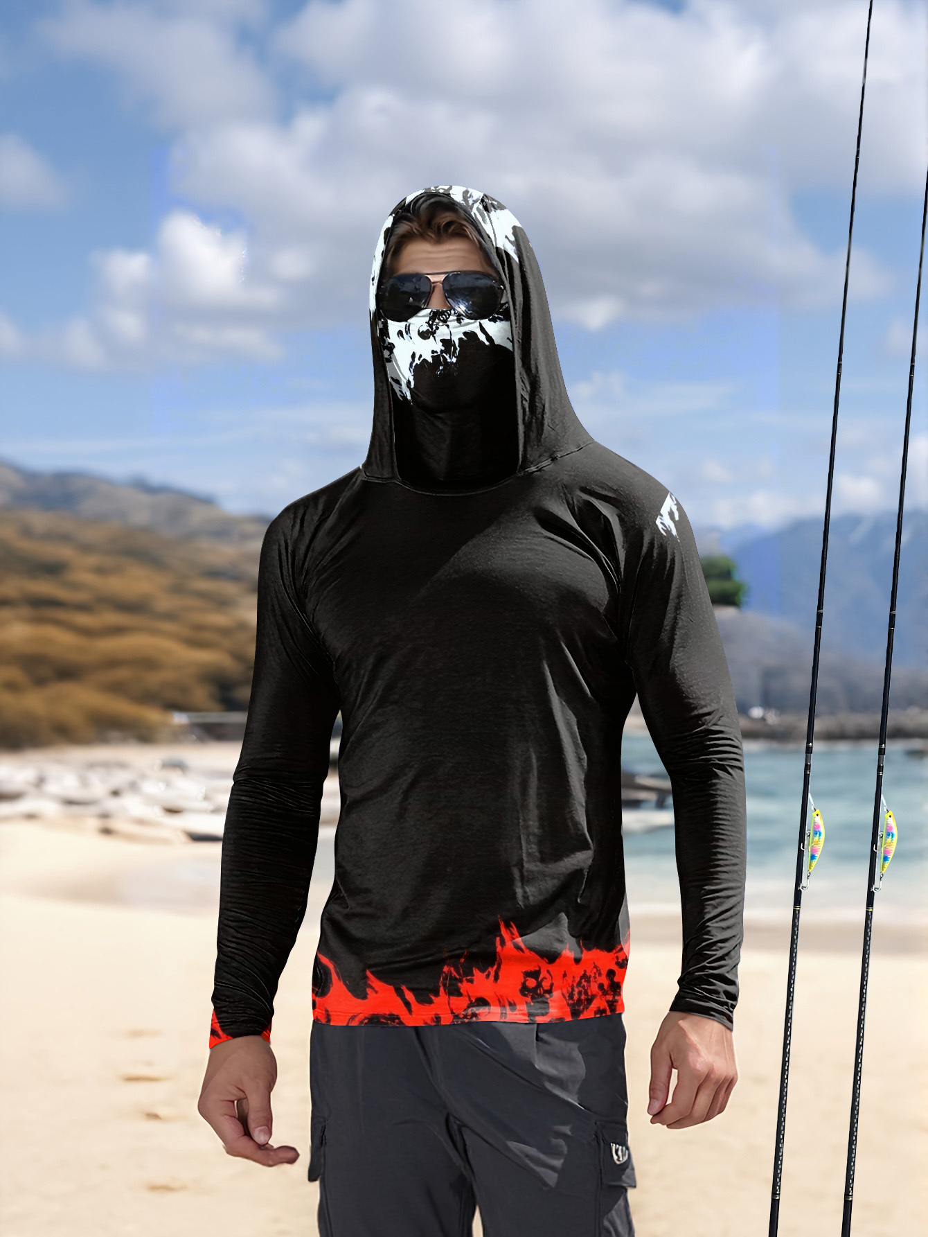 Men Hood Fishing Shirt long sl – Fishing Shirt Uv Protection Bewertung und Preis